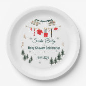 Santa Baby Christmas Theme Baby Shower  Pappteller (Vorderseite)