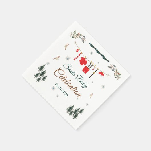 Santa Baby Christmas Themed Baby Shower Serviette (Ecke)