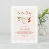Santa Baby Christmas Winter Baby Shower Einladung (Stehend Vorderseite)