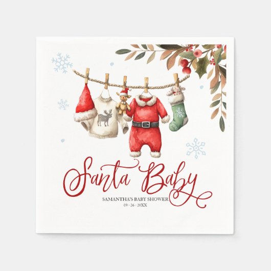 Santa Baby Christmas Winter Baby Shower Napkins Serviette (Vorderseite)