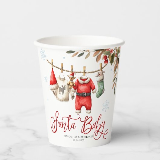 Santa Baby Christmas Winter Baby Shower Pappbecher (Vorderseite)