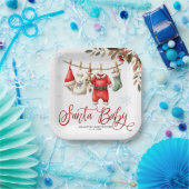 Santa Baby Christmas Winter Baby Shower Pappteller (Party)