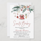 Santa Baby Christmas Winter Girl Baby Shower Einladung (Vorderseite)