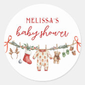 Santa Baby Clothesline Baby Shower Stickers (Vorderseite)
