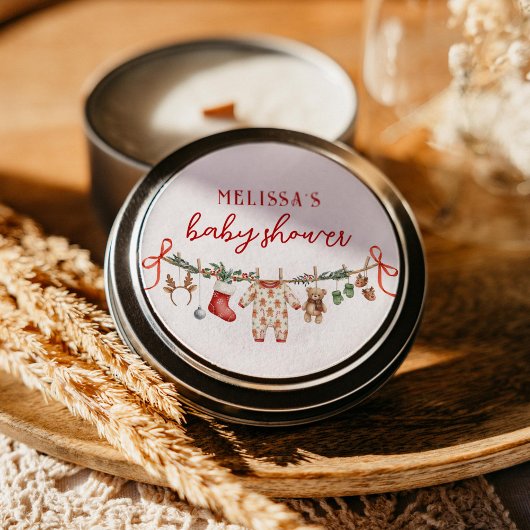 Santa Baby Clothesline Baby Shower Stickers