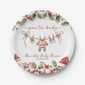 Santa Baby Clothesline Weihnachtsdusche Pappteller (Vorderseite)