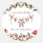 Santa Baby Clothesline Weihnachtsdusche Runder Aufkleber (Vorderseite)
