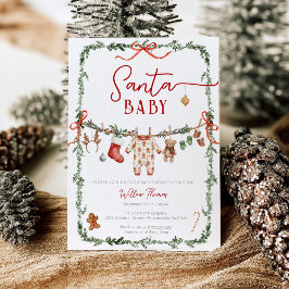 Santa Baby Clothesline Winter Baby Shower Einladung