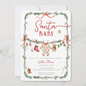 Santa Baby Clothesline Winter Baby Shower Einladung (Vorderseite)