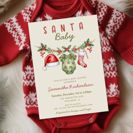 Santa Baby cute clothes Christmas baby shower Einladung