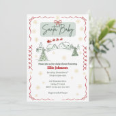 Santa Baby December Baby Shower Invitations Einladung (Stehend Vorderseite)