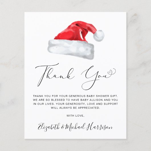 Santa Baby Dusche Dankeschön Karte (Vorderseite)