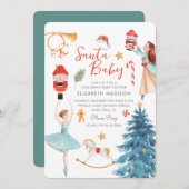 Santa Baby Dusche Niedlich Wasserfarbe Weihnachten Einladung (Vorne/Hinten)