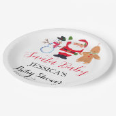 Santa Baby Dusche Niedliche Winterschnee Pappteller (Schrägansicht)