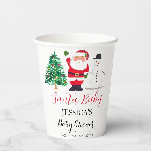 Santa Baby Dusche Red Niedlich Vielen Dank Pappbecher (Rückseite)