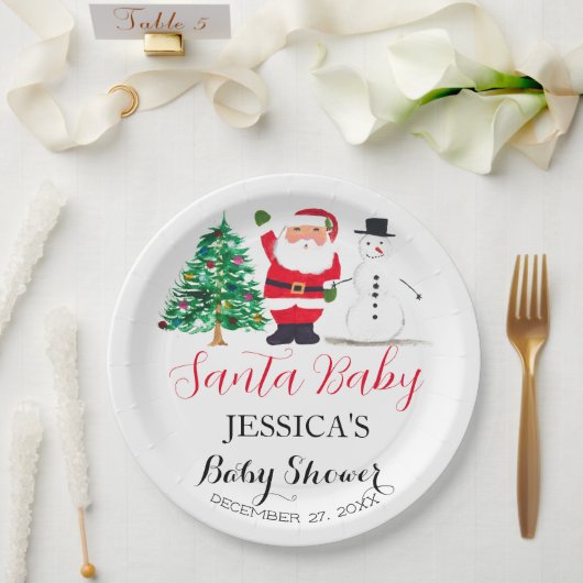 Santa Baby Dusche Red Niedlich Vielen Dank Pappteller (Hochzeit)
