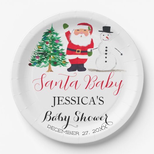 Santa Baby Dusche Red Niedlich Vielen Dank Pappteller (Vorderseite)