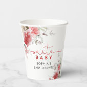 Santa Baby Dusche Rot & Rosa Blume Papiersorten Pappbecher (Rückseite)