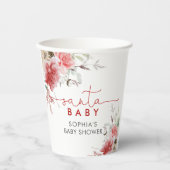 Santa Baby Dusche Rot & Rosa Blume Papiersorten Pappbecher (Vorderseite)
