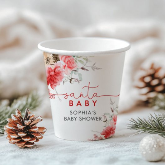 Santa Baby Dusche Rot & Rosa Blume Papiersorten Pappbecher