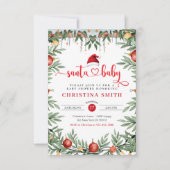 Santa Baby Dusche Wasserfarbe Winter Baby Dusche Einladung (Vorderseite)