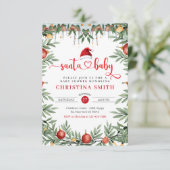Santa Baby Dusche Wasserfarbe Winter Baby Dusche Einladung (Stehend Vorderseite)
