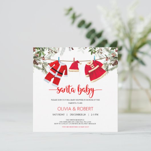 Santa Baby Dusche, Weihnachtsdusche Einladung (Stehend Vorderseite)