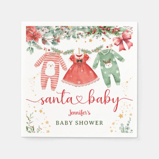 Santa Baby Dusche Weihnachtsmädchen Papier Napkin Serviette (Vorderseite)