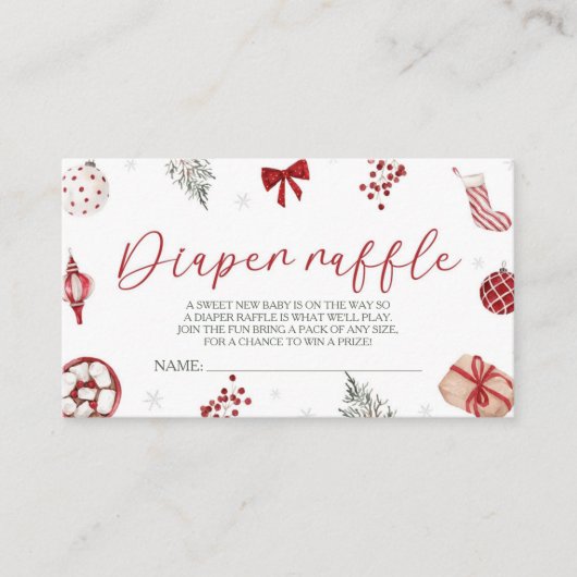 Santa Baby Duwer Windel Raffle Begleitkarte (Vorderseite)