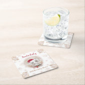 Santa Baby Elephant Christmas Baby Shower Rechteckiger Pappuntersetzer (Vor Ort)