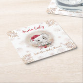 Santa Baby Elephant Christmas Baby Shower Rechteckiger Pappuntersetzer (angewinkelt)
