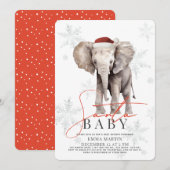 Santa Baby Elephant Snowflakes Babydusche Einladung (Vorne/Hinten)