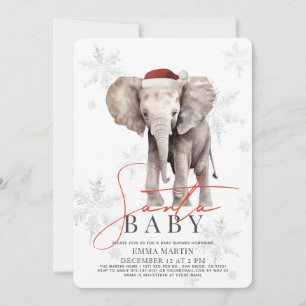 Santa Baby Elephant Snowflakes Babydusche Einladung