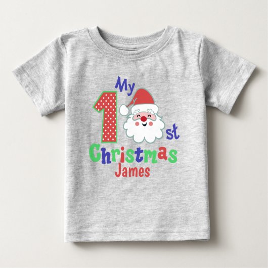 Santa Baby First Christmas Personalisierter T - Sh Baby T-shirt (Vorderseite)