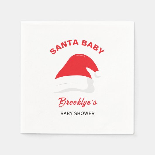 Santa Baby Gender Neutral Baby Shower Winter Hat Serviette (Vorderseite)