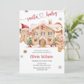 Santa Baby Gingerbread Boy Christmas Baby Shower Einladung (Stehend Vorderseite)