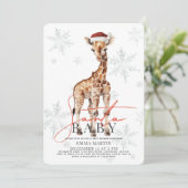 Santa Baby Giraffe Snowflakes Baby Dusche Einladung (Stehend Vorderseite)