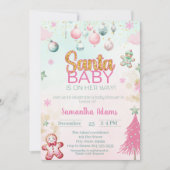 Santa Baby Girl Babydusche Einladung (Vorderseite)
