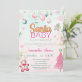 Santa Baby Girl Babydusche Einladung (Stehend Vorderseite)