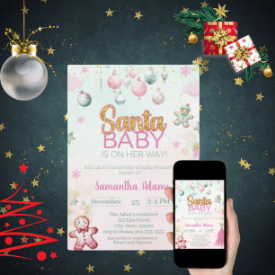 Santa Baby Girl Babydusche Einladung