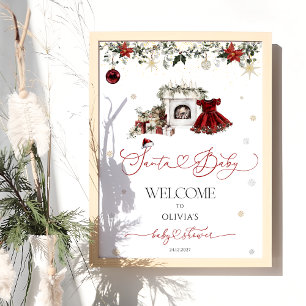 Santa Baby Girl Babydusche Willkommen Poster