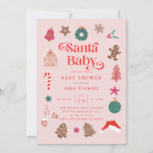 Santa Baby Girl Weihnachtsdusche Einladung (Vorderseite)