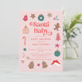 Santa Baby Girl Weihnachtsdusche Einladung (Stehend Vorderseite)