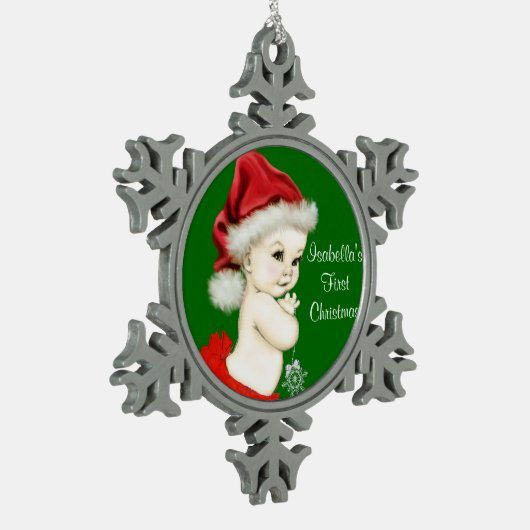 Santa Baby Girls 1. Weihnachten Schneeflocken Zinn-Ornament (Links)
