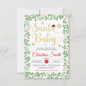 Santa Baby Gold Schneeflocken Winter Baby Dusche Einladung (Vorderseite)