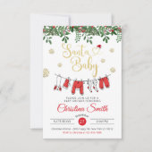 Santa Baby Gold Snowflake Winter Baby Dusche Einladung (Vorderseite)