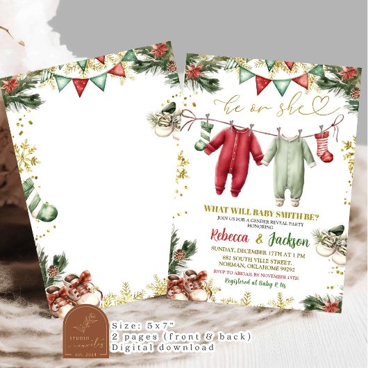 Santa Baby Hangkleidung Gender-Offenlegung Einladung