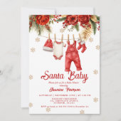 Santa Baby Holiday Winter Baby Cloth baby shower Einladung (Vorderseite)