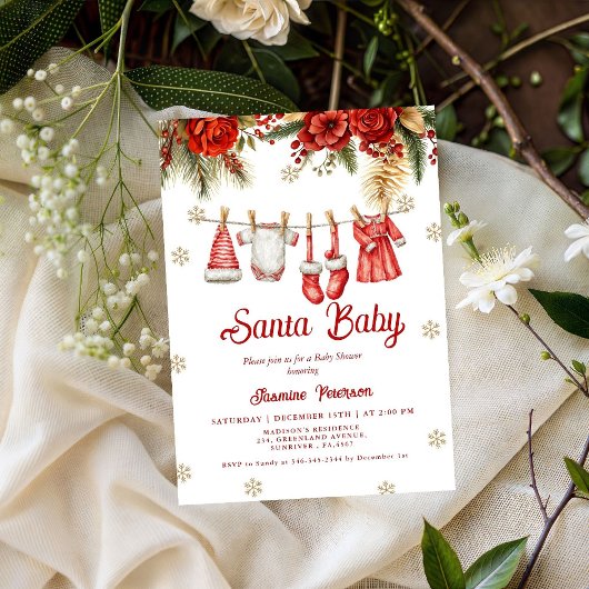 Santa Baby Holiday Winter Baby Cloth baby shower Einladung