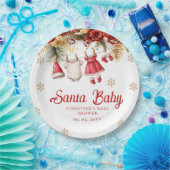 Santa Baby Holiday Winter Christmas Baby Shower Pappteller (Party)